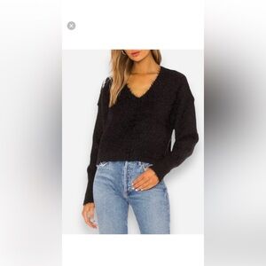 Free People Icing V Neck Pullover Black Sweater size XS. Extra Small